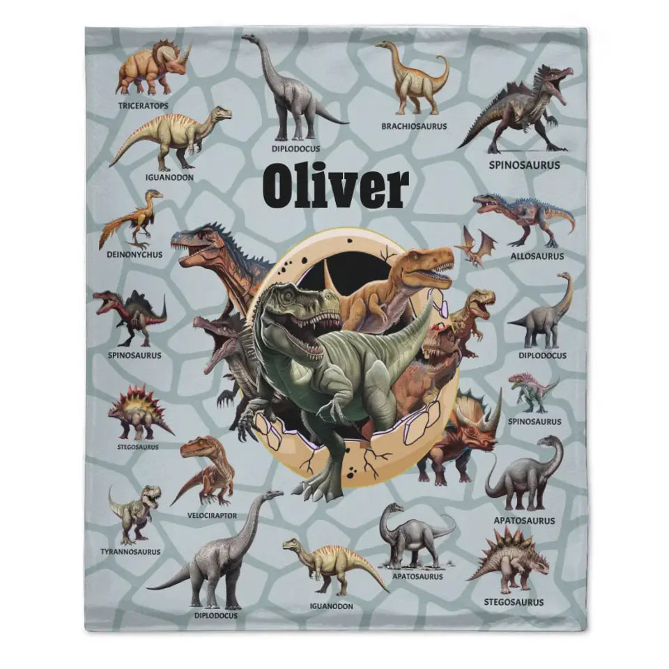 Personalized Custom Name Blankets -  Dinosaur Theme