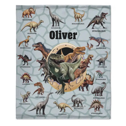 Personalized Custom Name Blankets -  Dinosaur Theme