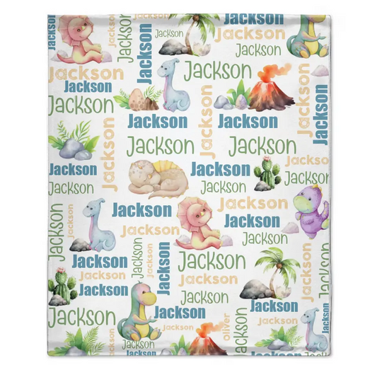 Personalized Dinosaur Name Pattern baby blanket