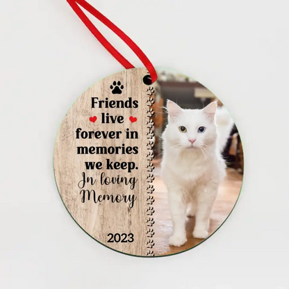Personalized Custom Photo Circle Ornament For Dog Cat Lover- Christmas Memorial Gift
