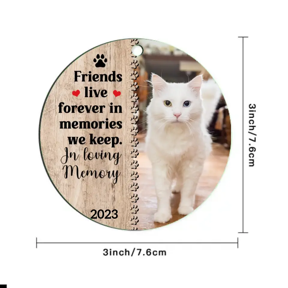 Personalized Custom Photo Circle Ornament For Dog Cat Lover- Christmas Memorial Gift