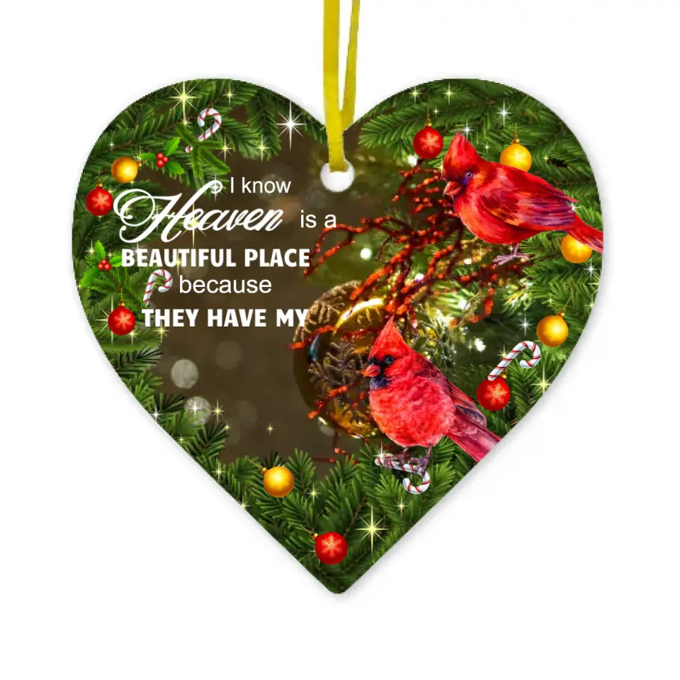 Custom Memorial Heart Ornament - I Know Heaven Is A Beautiful Place For Loss Of Mom Dad