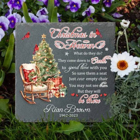 Christmas Memorial Personalized Custom Square Shaped Memorial Stone - Sympathy Gift For Family Members