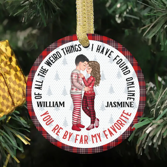 Christmas Couple You Are My Favorite By Far - Gift For Couples - Personalized Circle Ceramic Ornament