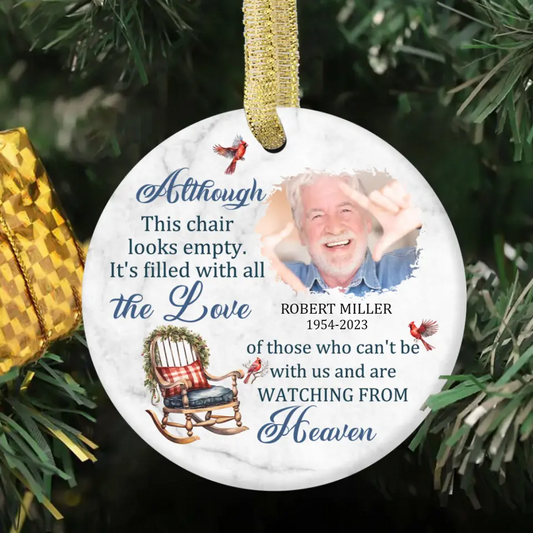 Custom Photo Memorial Ceramic Ornament - Sympathy Gift For Family Members - It's Filled With All The Love