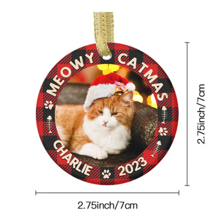 Custom Photo First Christmas - Dog & Cat & Baby Personalized Custom Ceramic Ornament - Christmas Gift For Family