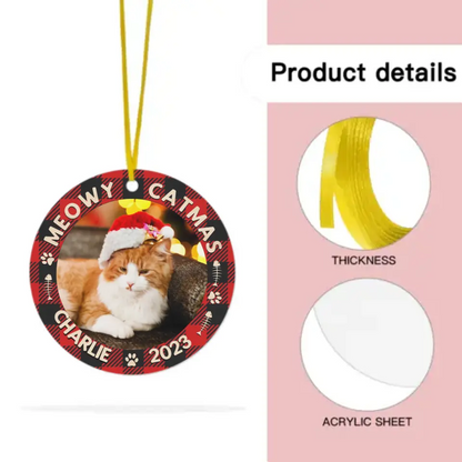 Custom Photo First Christmas - Dog & Cat & Baby Personalized Custom Acrylic Ornament - Christmas Gift For Family