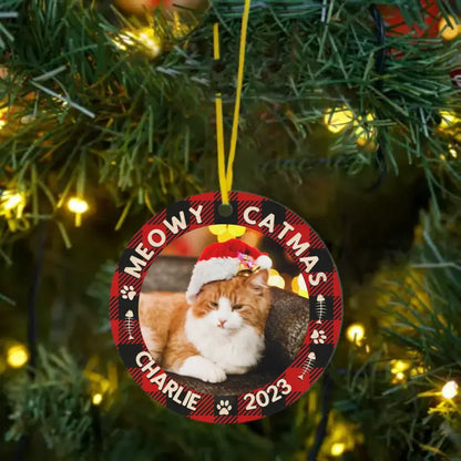 Custom Photo First Christmas - Dog & Cat & Baby Personalized Custom Acrylic Ornament - Christmas Gift For Family