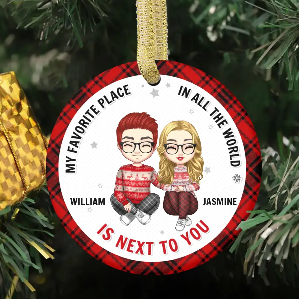 Personalized Custom Couple Ceramic Round Shaped Ornament - Christmas Gift - The Best Thing I've Ever Found