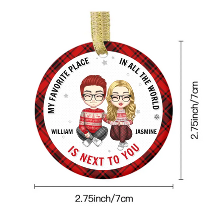Personalized Custom Couple Ceramic Round Shaped Ornament - Christmas Gift - The Best Thing I've Ever Found
