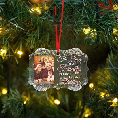 The Love Of A family Is Life's Greatest Blessing - Personalized Custom Benelux Shaped Photo Christmas Ornament