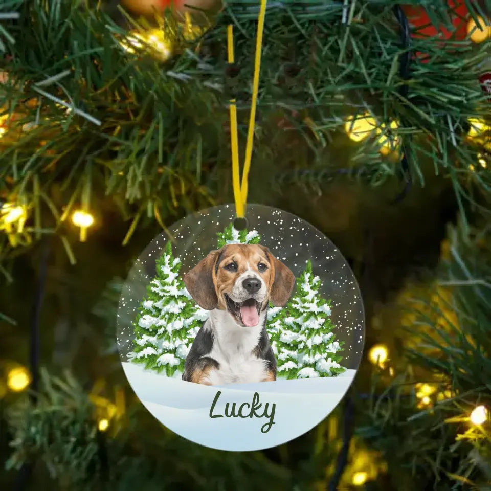 Custom Photo Pet Face Personalized Circle Acrylic Ornament - Christmas Gift For Pet Lovers, Pet Memorial