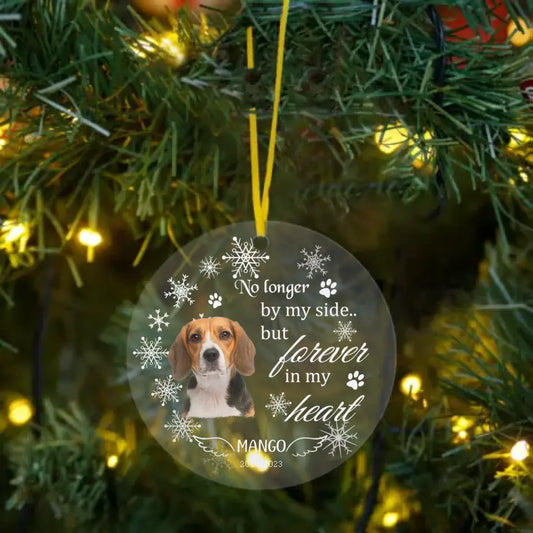 Personalized Memorial Gift Acrylic Ornament For Pet Lovers - No Longer By My Side Pet Photo