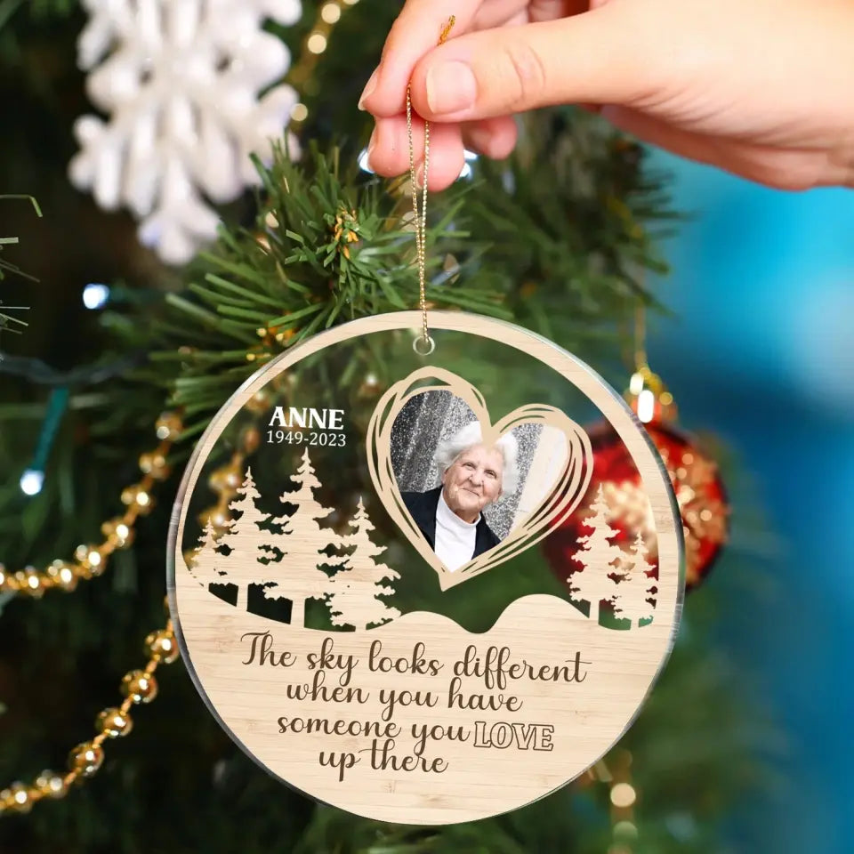 Custom Photo Personalized Acrylic Circle Ornament - The Sky Looks Different