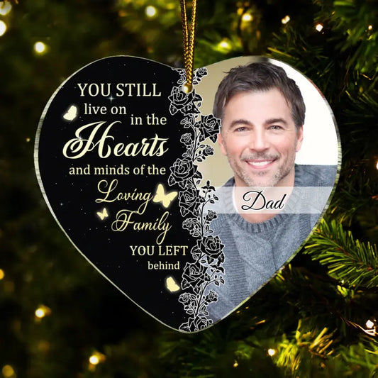 Still In Our Hearts - Personalized Custom Photo Christmas Memorial Acrylic Ornament