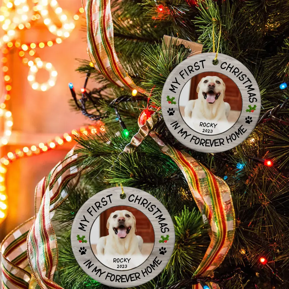 Pet Photo First Christmas - Personalized Ceramic Ornaments For Pet Lovers