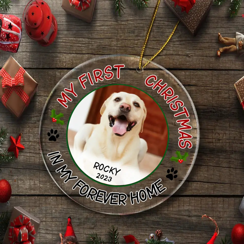 Pet Photo First Christmas - Personalized Acrylic Ornaments For Pet Lovers