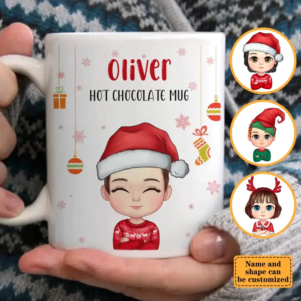 Kid Personalized Custom Hot Chocolate Mug, Cup - Christmas Gift For Kids