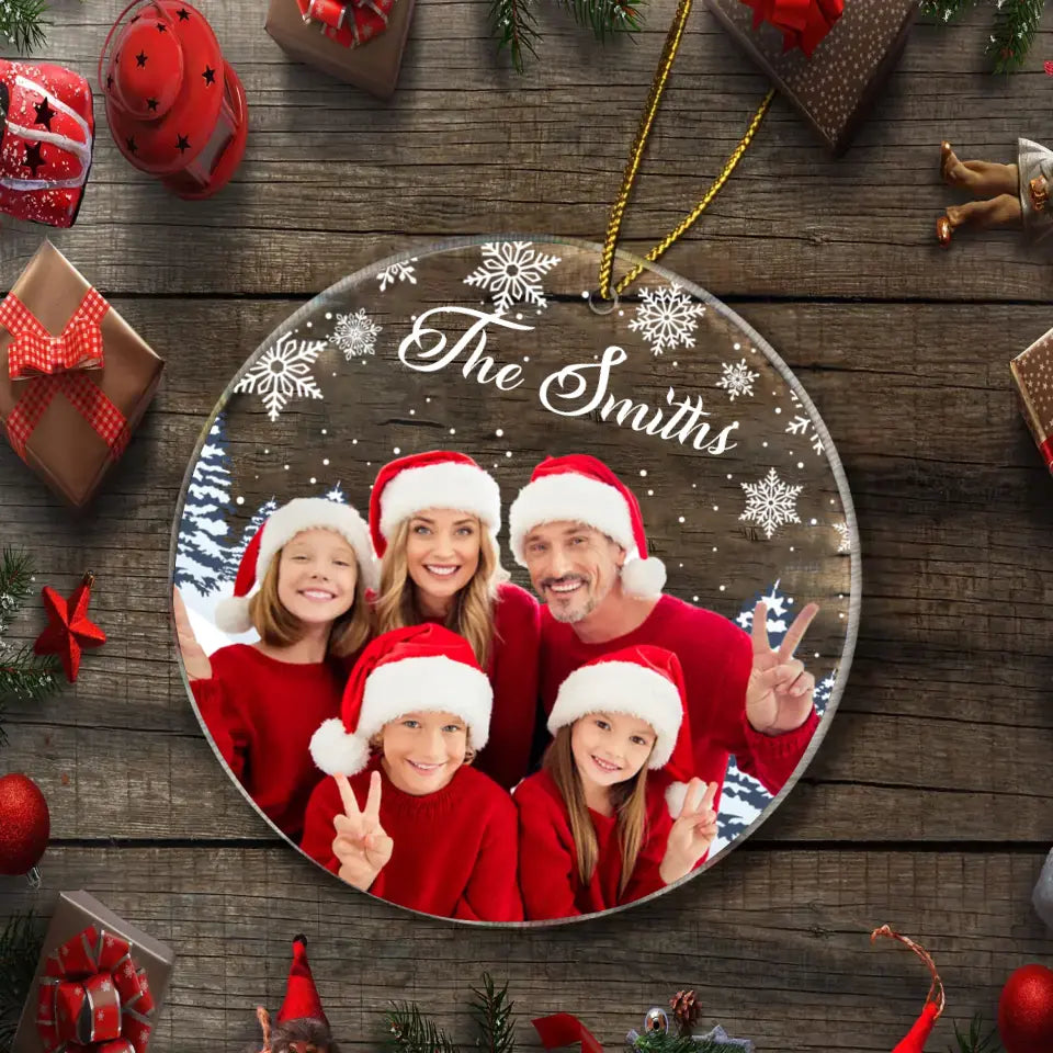 Custom Photo Inserted Family Christmas Personalized Acrylic Ornament