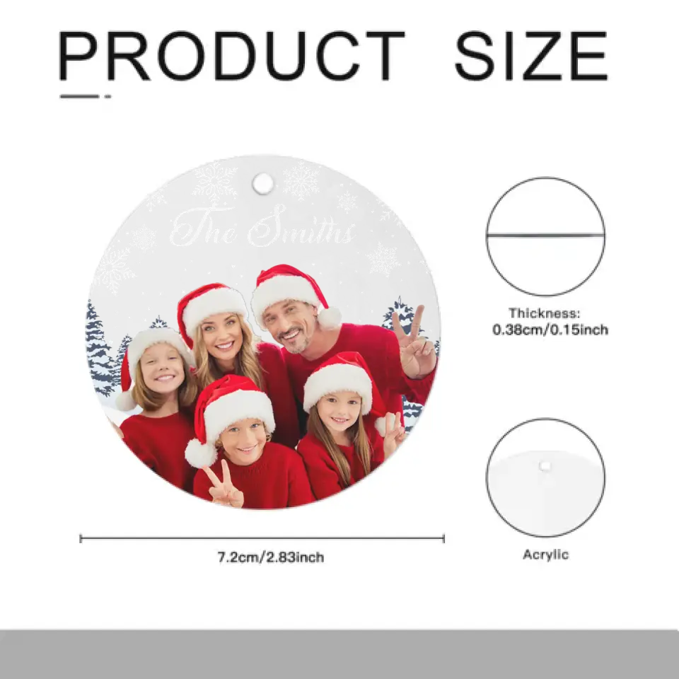 Custom Photo Inserted Family Christmas Personalized Acrylic Ornament