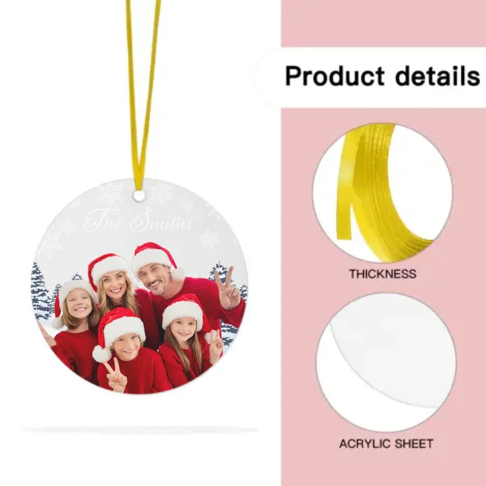 Custom Photo Inserted Family Christmas Personalized Acrylic Ornament