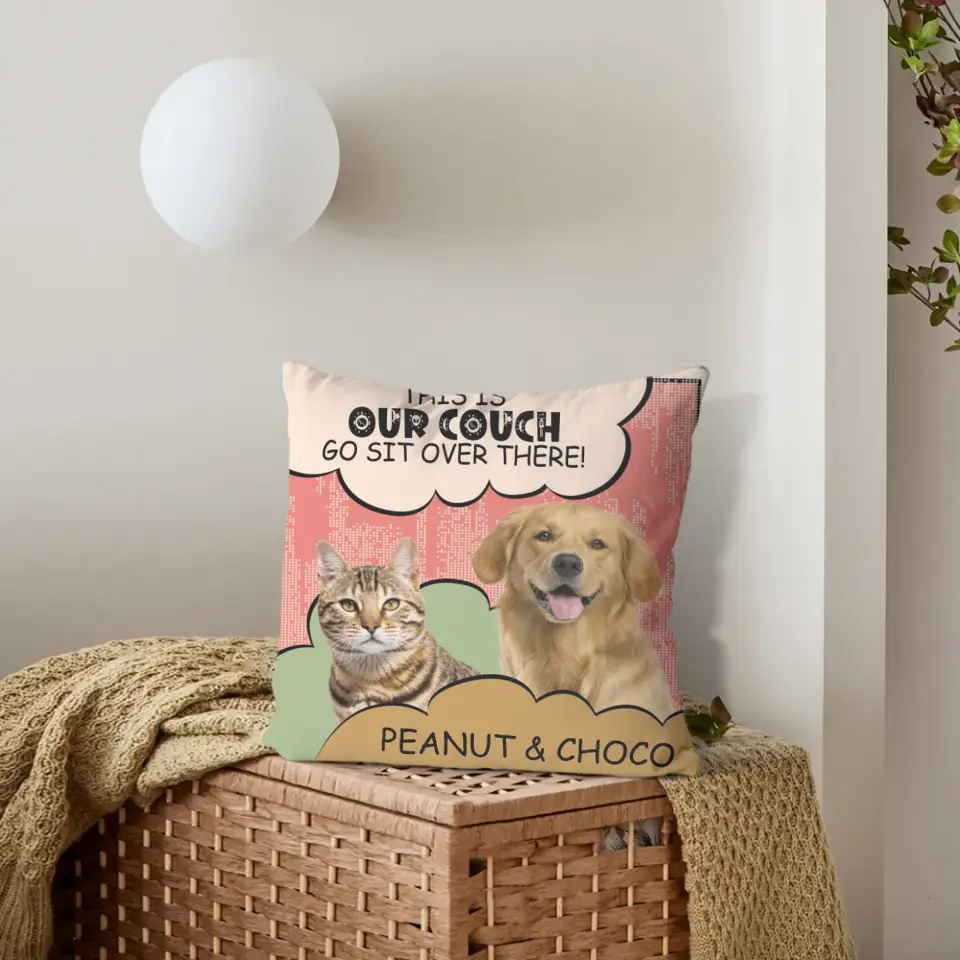 Personalized Pillow Custom Photo Dog Cat Go Sit Over There - Gift For Pet Lovers