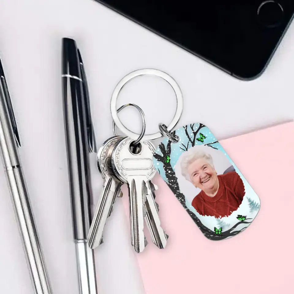 Memorial Personalized Custom Photo Keychain - My Hero My Heart - Sympathy Gift