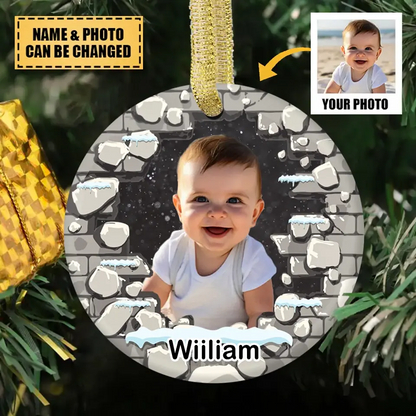 Personalized Ceramic Photo Ornament - Christmas gift