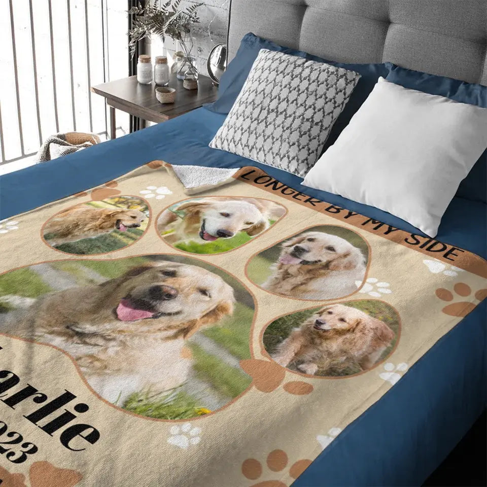 Personalized Memorial Blanket For Pet Lover Custom Photo - No Longer By My Side But Forever In My Heart