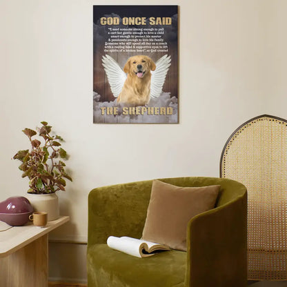 Personalized Custom Photo Angel Pet Canvas Wall Art - God Once Said Shepherd With Wings