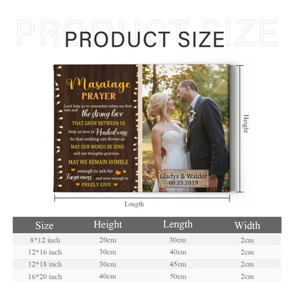 Personalized Canvas Custom Photo Marriage Prayer - Anniversary Wedding Couples Gifts