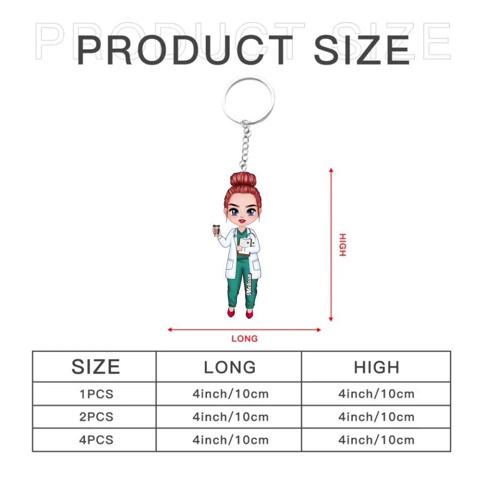 Personalized Nurse Character Keychain - Gift For Nurse