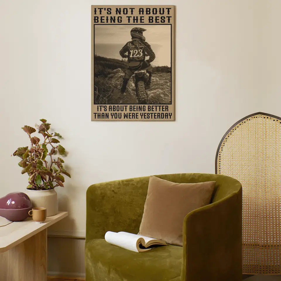 Personalized Canvas For Biker - IT'S NOT ABOUT BEING THE BEST