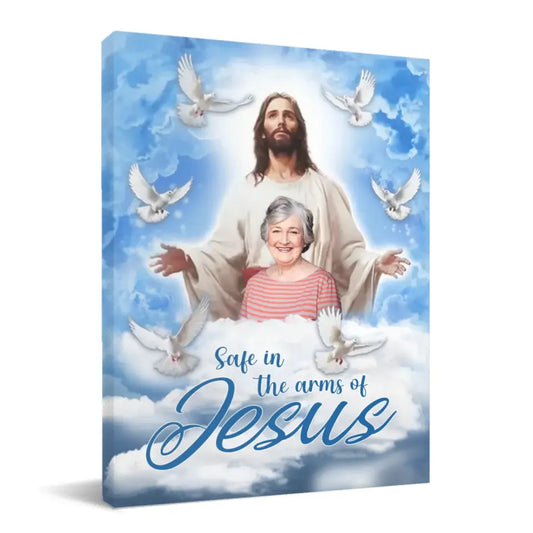 Memorial Gifts Personalized Canvas - Safe In The Arms Of Jesus