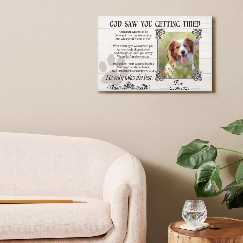 Sympathy Gifts Custom Photo Personalized Canvas Wall Art - For Pet DogCat Owners