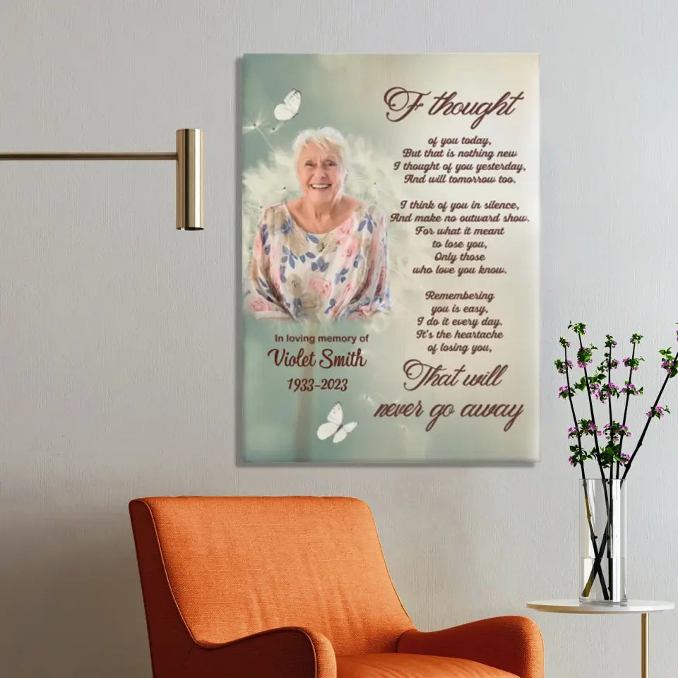 Personalized Memorial Canvas Wall Art - Family Loss I Thought Of You Today