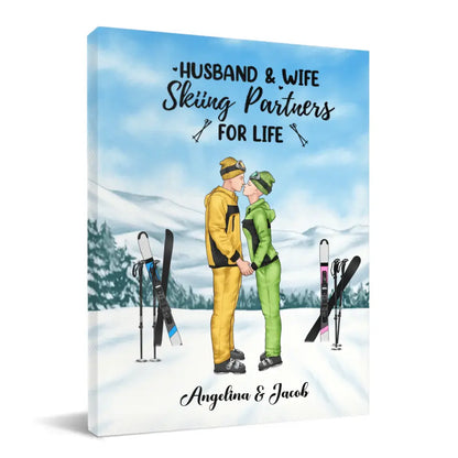 Personalized Skiing Canvas Wall Art for Couples, Skiing Lovers - Skiing Partners for Life