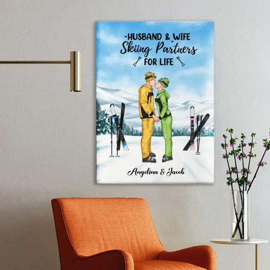 Personalized Skiing Canvas Wall Art for Couples, Skiing Lovers - Skiing Partners for Life