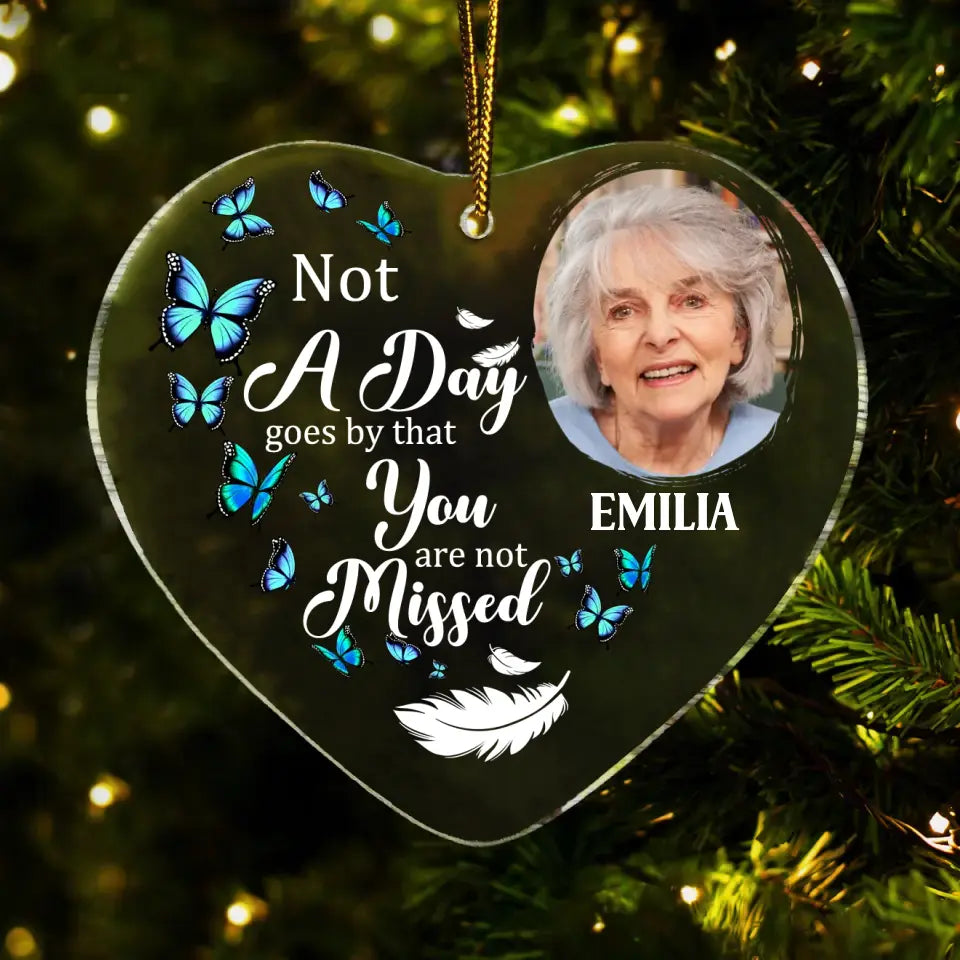 Custom Photo Memorial Personalized Ornament - Acrylic Heart Shaped - Christmas Gift, Sympathy Gift