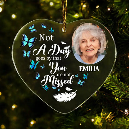 Custom Photo Memorial Personalized Ornament - Acrylic Heart Shaped - Christmas Gift, Sympathy Gift