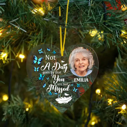 Custom Photo Memorial Personalized Ornament - Acrylic Heart Shaped - Christmas Gift, Sympathy Gift