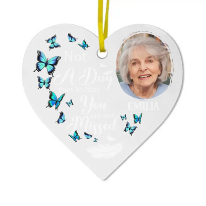 Custom Photo Memorial Personalized Ornament - Acrylic Heart Shaped - Christmas Gift, Sympathy Gift