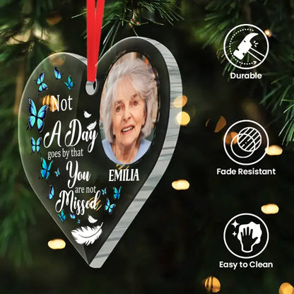 Custom Photo Memorial Personalized Ornament - Acrylic Heart Shaped - Christmas Gift, Sympathy Gift