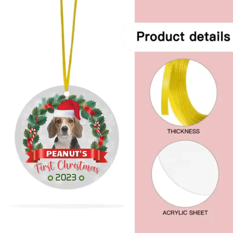 Custom Photo Pawsitively Excited For The First Christmas - Dog & Cat Personalized Custom Ornament