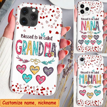 Blessed to be called Nana, Mommy, Auntie Heart Kids Personalized Phone Case