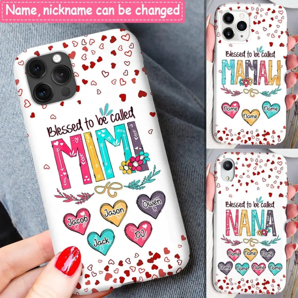 Blessed to be called Nana, Mommy, Auntie Heart Kids Personalized Phone Case