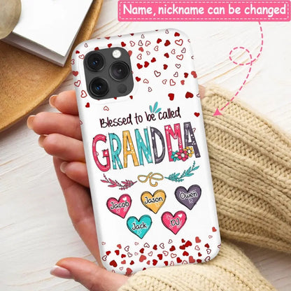 Blessed to be called Nana, Mommy, Auntie Heart Kids Personalized Phone Case