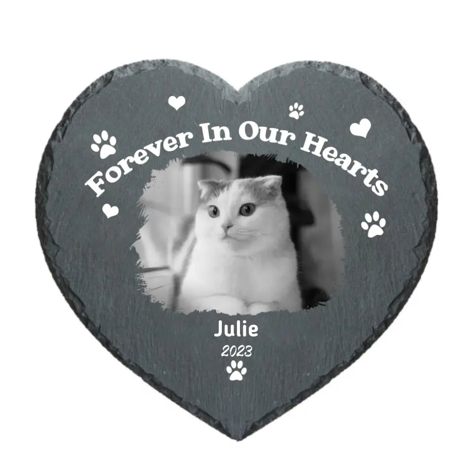 Personalized Photo Heart Shape Memorial Garden Stone - Forever In Our Hearts