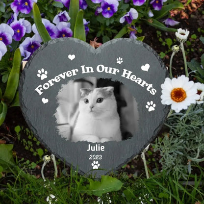 Personalized Photo Heart Shape Memorial Garden Stone - Forever In Our Hearts