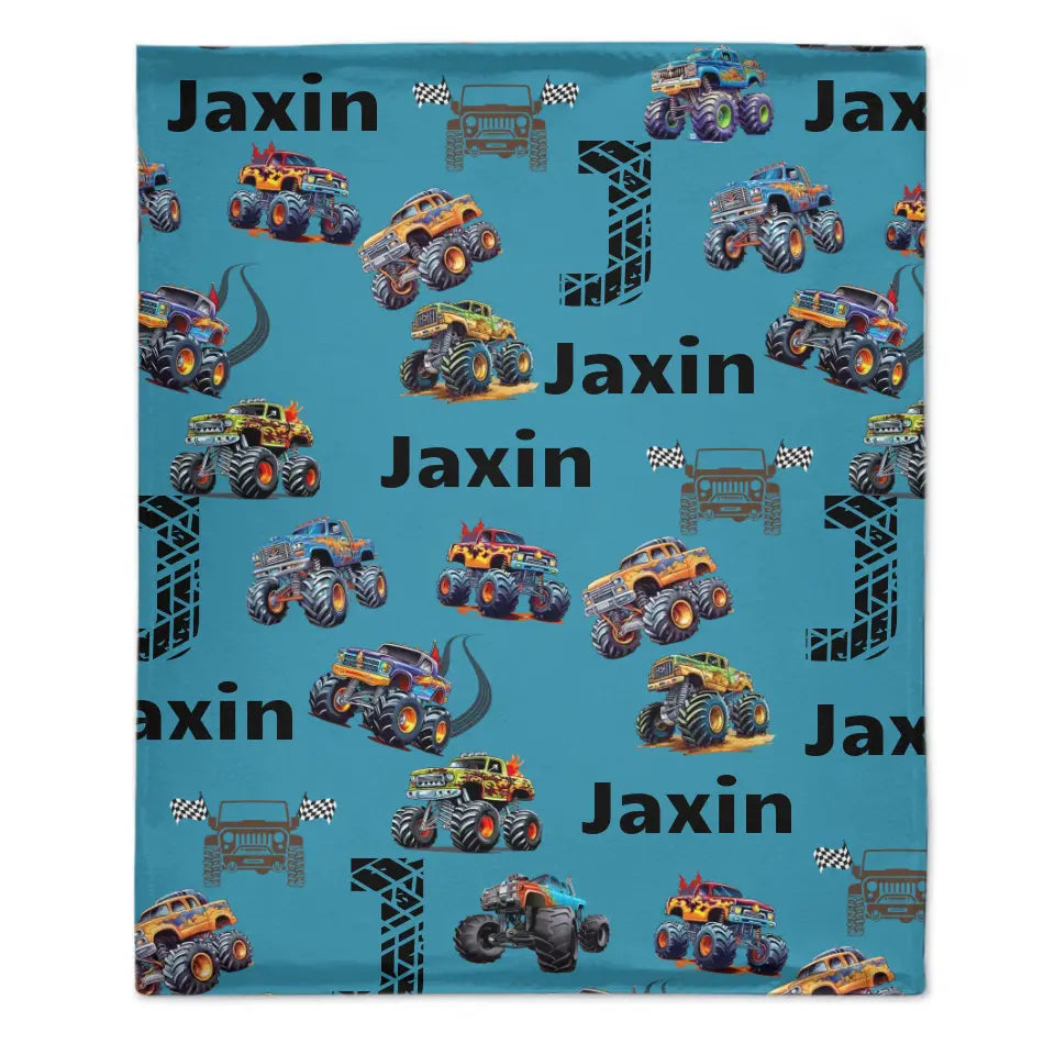 Personalized Monster Truck Child Name blanket